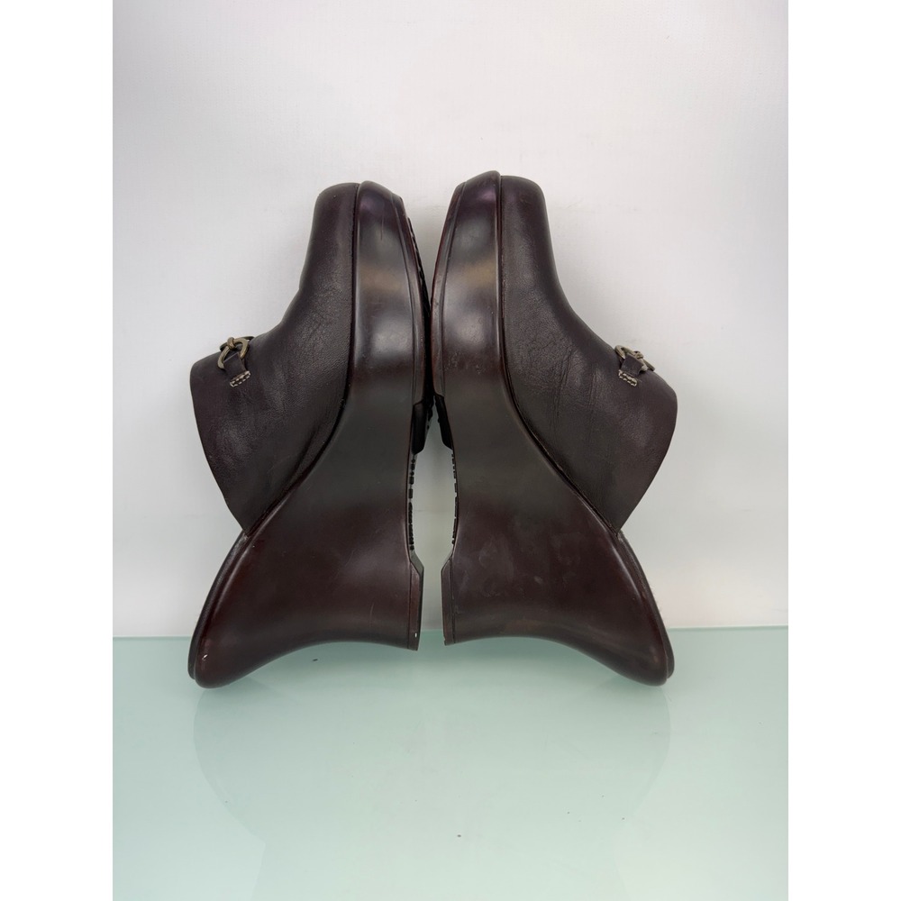 Tommy Hilfiger Tommy Girl Wedge Mule Clogs sz 6 Brown Leather Vintage 90s y2k - Picture 3 of 10